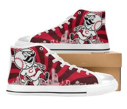 cincinnati reds mlb baseball  custom canvas high top shoes