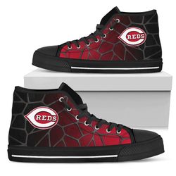 cincinnati reds mlb baseball  custom canvas high top shoes