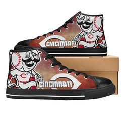 cincinnati reds mlb baseball  custom canvas high top shoes