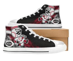 cincinnati reds mlb baseball  custom canvas high top shoes