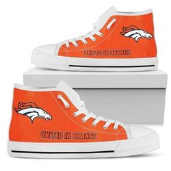 denve bronco nfl united in orange custom canvas high top shoes