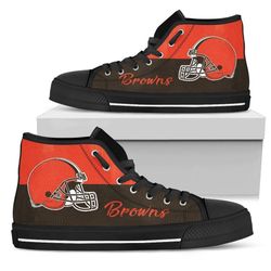 divided colours stunning logo cleveiand brown nfl custom canvas high top shoes