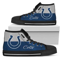 divided colours stunning logo indianapoiis coits nfl custom canvas high top shoes