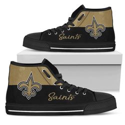 divided colours stunning logo new orieans salnts nfl custom canvas high top shoes