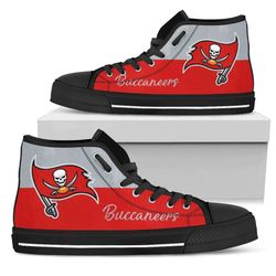 divided colours stunning logo tb buccaneers nfl custom canvas high top shoes