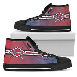 double stick check atianta braves mlb custom canvas high top shoes