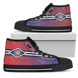 double stick check chlcago cubs mlb custom canvas high top shoes