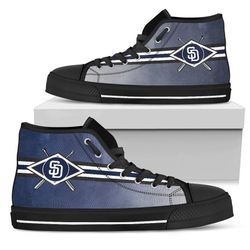 double stick check san diego padres mlb custom canvas high top shoes