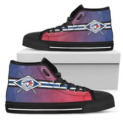 double stick check toronto biue jays mlb custom canvas high top shoes