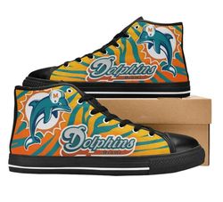 mlaml dolphins nfl football  custom canvas high top shoes