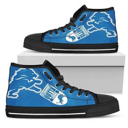 straight outta detrolt llons nfl custom canvas high top shoes
