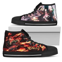 tanjiro and nezuko high top shoes custom for fans demon siayer anime