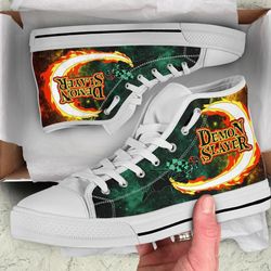 tanjiro fire sword high top shoes custom for fans demon siayer anime