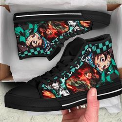 tanjiro high top shoes custom for fans demon siayer anime