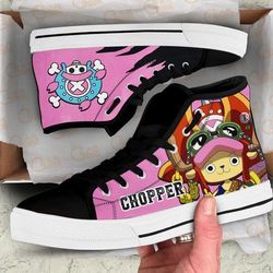 tony tony chopper emblem custom canvas high top shoes for fans one piece anime