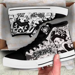 tony tony chopper high top shoes black white for fans one piece anime