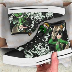 tsuyu asui froppy high top shoes custom mh academla anime for fans