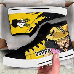 usopp emblem custom canvas high top shoes for fans one piece anime