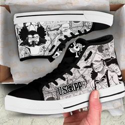 usopp high top shoes black white for fans one piece anime