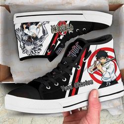 yuta okkotsu custom canvas high top shoes for fans jujutsu kaisen anime