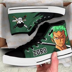 zoro emblem custom canvas high top shoes for fans one piece anime