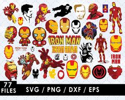 iron man svg files, iron man png files, vector png images, svg cut file for cricut, clipart bundle pack