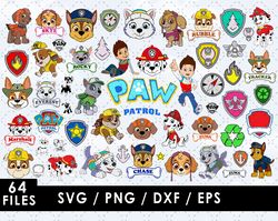 paw patrol svg files, paw patrol png files, vector png images, svg cut file for cricut, clipart bundle pack 2