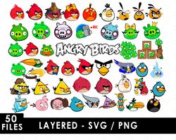 angry birds svg files, angry birds png files, vector png images, svg cut files for cricut, clipart bundle pack