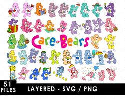 care bears svg files, care bears png files, vector png images, svg cut file for cricut, clipart bundle pack