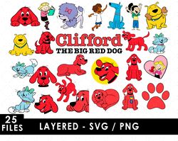 clifford svg files, clifford png files, vector png images, svg cut file for cricut, clipart bundle pack