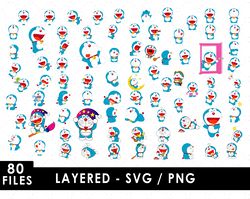 doraemon svg files, doraemon png files, vector png images, svg cut file for cricut, clipart bundle pack