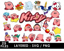 kirby svg files, kirby png files, vector png images, svg cut file for cricut, clipart bundle pack