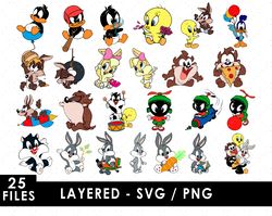 looney toons baby svg files, looney toons baby png file, vector png images, svg cut file for cricut, clipart bundle pack