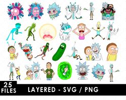 rick and morty svg files, rick and morty png files, vector png images, svg cut file for cricut, clipart bundle pack