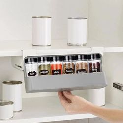 kitchen seasoning bottle storage rack spice rack self-adhesive wall-mounted under-shelf