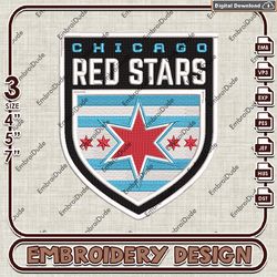 chicago red stars embroidery design, nwsl logo embroidery files, nwsl chicago red stars logo, machine embroidery pattern