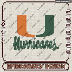 ncaa miami hurricanes writing logo emb files, miami hurricanes embroidery design, ncaa team machine embroidery files