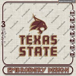 texas state bobcats, machine  embroidery files, texas state bobcats logo embroidery designs, ncaa embroidery files