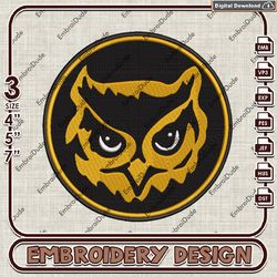 kennesaw state owls logo machine embroidery design, ncaa ksu owls embroidery, sport embroidery, ncaa embroidery