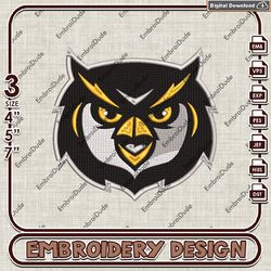 ncaa kennesaw state owls machine embroidery design, ksu owls embroidery, sport embroidery, ncaa logo embroidery