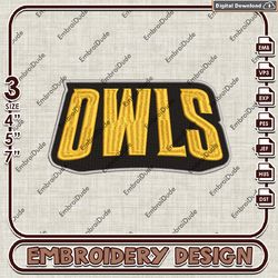 ncaa kennesaw state owls machine embroidery design, ksu owls logo embroidery, sport embroidery, ncaa embroidery