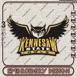 ncaa kennesaw state owls embroidery design, ksu owls embroidery, ncaa kennesaw state owls embroidery, ncaa embroidery
