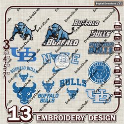 13 buffalo bulls bundle embroidery files, ncaa buffalo bulls team logo embroidery design, ncaa bundle emb design