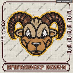 vcu rams head mascot logo embroidery design, ncaa vcu rams embroidery, ncaa embroidery file