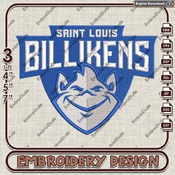 saint louis billikens head mascot logo embroidery design, ncaa saint louis billikens embroidery, ncaa embroidery file