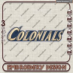 george washington colonials logo embroidery design ,ncaa george washington colonials embroidery, ncaa embroidery file