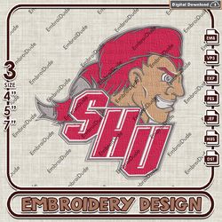 ncaa sacred heart pioneers head text logo embroidery design ,sacred heart pioneers embroidery, ncaa embroidery file