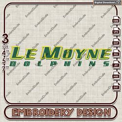 le moyne dolphins text logo embroidery design ,ncaa le moyne dolphins embroidery, ncaa embroidery file