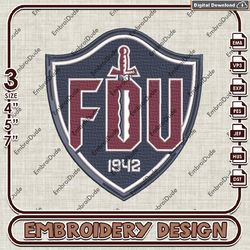 fairleigh dickinson knights text logo embroidery design , ncaa embroidery, ncaa embroidery file