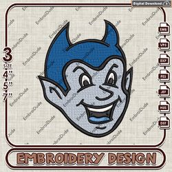 central connecticut blue devils head mascot logo embroidery design , ncaa embroidery, ncaa embroidery file